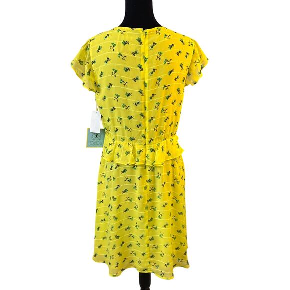 NEW CECE Women's Lemon Drop Floral Print Ruffle Mini Dress Size US 6 - Picture 5 of 7